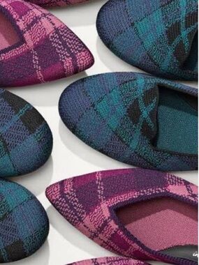 Rothy’s The Lounge Loafer Preppy Plaid Knit Slip On Flats Limited Edition! New!